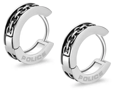 Obrázek produktu pro Police, náušnice pro muže, řetízkový design, nerezová ocel, stříbrná barva, průměr 19 mm