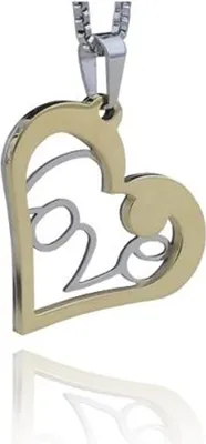 Produktbild von Edelstahl Anhänger Herz Love Liebe Vergodet mit Edelstahl Kette- Damenschmuck - 55 Zentimeter