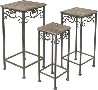 Produktbild von Dekorative Blumenständer Set 3-eckig Holz