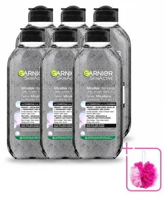 Obrázok produktu pre 6 x Garnier SkinActive Micelárna voda s aktívnym uhlím - 400 ml - Balenie s 6 kusmi