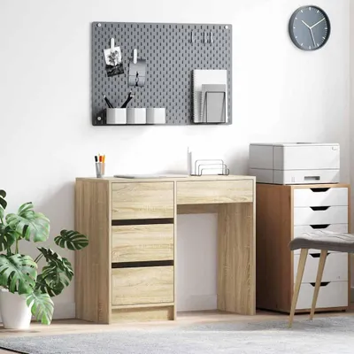Immagine prodotto di Maison Exclusive - Scrivania in legno impiallacciato effetto Sonoma, dimensioni 90 x 37,5 x 75 cm