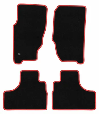 Produktbild von Fußmatten Velours Schwarz/Rot für Jeep Cherokee Liberty KJ 2002-2007 Set 4-tlg