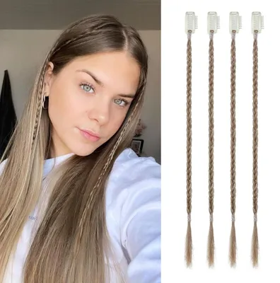 Obrázek produktu pro Prodlužování vlasů, 4 copánky, sponka, 35 cm, tmavě blond, syntetické