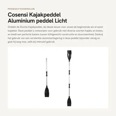 Productafbeelding van Lichtgewicht peddelsset - 126 cm - Universele bootaccessoires - Geschikt voor kajak en boot - Standaard