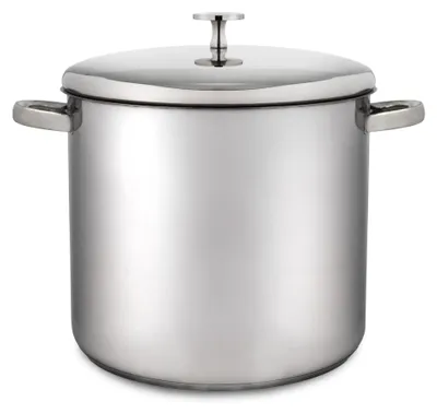 Imagen del producto de Olla para sopa de acero inoxidable, apta para inducción, con tapa, 5,5 litros, color plateado