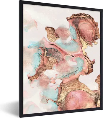 Produktbild von MuchoWow® Gerahmtes Poster Tinte - Pastell - Abstrakt 60x80 cm - Poster mit Schwarzem Bilderrahmen Wandposter Rahmen Foto Bilder - Premium - Wanddeko Wohnzimmer