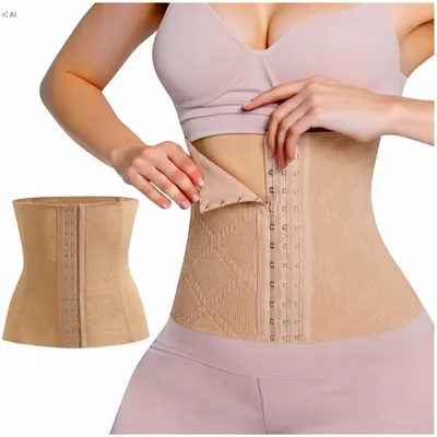 Produktbild von Taillengürtel Stark Formend - Größe S - EU 36 - Beige - Bauch Weg Korsett mit Haken