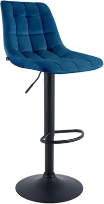 Produktbild von CLP Barhocker Mapun höhenverstellbarer Tresenhocker drehbar mit Polsterung blau Material Samt