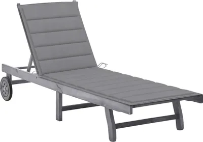 Produktbild von Sonnenliege mit Auflage Grau Akazie Massivholz