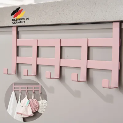 Produktbild von DEKAZIA® Türgarderobe zum Einhängen Rosa Bunt – Türhaken Kinderzimmer Kleiderhaken Tür