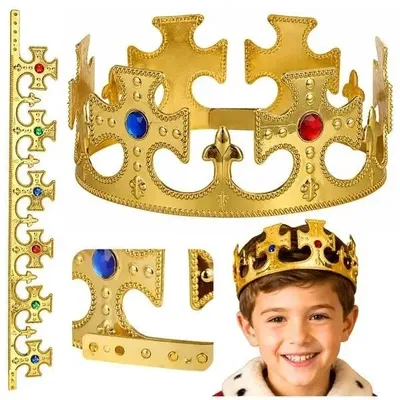 Obrázek produktu pro Koruna Króla, regulovatelná, pro kostým, zlatá barva, 17-20 cm - Leantoys
