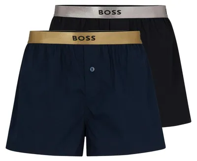 Produktbild von BOSS Herren Boxershorts aus nachhaltiger Baumwolle, uni und kariert sortiert, 2er Pack