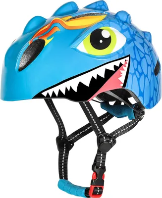 Obrázok produktu pre Detská cyklistická prilba s motívom dinosaura, nastaviteľná, vetraná, z PC EPS, pre chlapcov, dievčatá, batoľatá, skateboarding, kolobežku, modrá S
