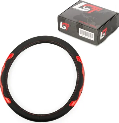 Produktbild von Lenkradbezug Ø 38x9cm schwarz rot für CITROEN für PEUGEOT für RENAULT für DACIA