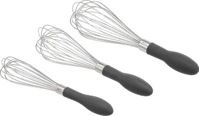 Image de A. Ensemble de trois fouets en acier inoxydable, couleur gris