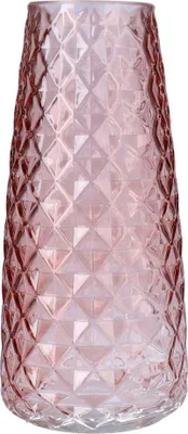 Produktbild von INNA-GLAS Blumenvase AMALFRIED mit Rautenmuster, Altrosa, 21cm, Ø10cm - Glasvase