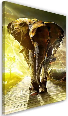 Produktbild von Leinwandbild elefant auf der straße 60x90 cm Feeby braun wandbild bereit zum aufhängen