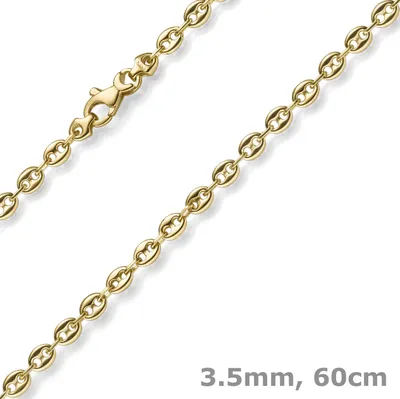 Produktbild von 3,5mm Kette Collier Bohnenkette Schiffsankerkette 585 Gold Gelbgold 60cm Uni
