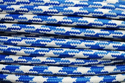 Produktbild von Textil Stromkabel 3x0,75mm² Weiß-Königsblau Stern
