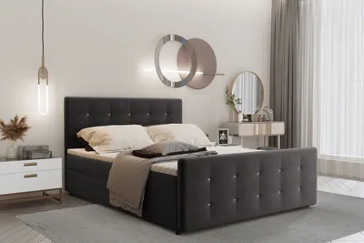 Produktbild von Kaiser Möbel Boxspringbett 120x200 mit bettkasten und matratze+topper, Schlafzimmerbett AMOR Anthrazit