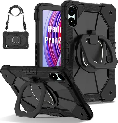 Image de Etui pour Xiaomi Poco Pad / Redmi Pad Pro 5G étui de protection portable durable avec support, dragonne et bandoulière noir