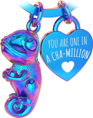 Produktbild von LANOLU Schlüsselanhänger Chameleon, Glücksbringer Schlüsselanhänger Partner und für beste Freundin, Paar Geschenk Freund aus Metall