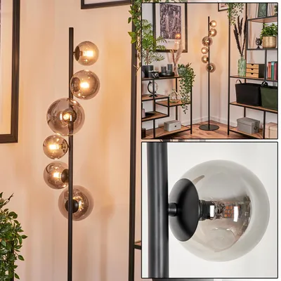 Produktbild von Garaguso Stehlampe aus Metall/Glas in Schwarz/Rauchfarben