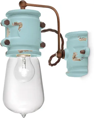 Image de Lampe Urbaine Vintage en Fer et Céramique Bleu 1 Lumière E27 22Cm