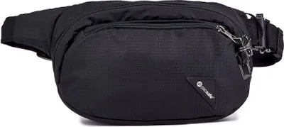 Produktbild von Pacsafe Gürteltasche Vibe 100, jet schwarz, Recyceltes Polyester, Anti-Diebstahl, wasserabweisend, 2 Fächer, für 7-8 Zoll Tablet, 27x16x9 cm, für Reisen & Alltag