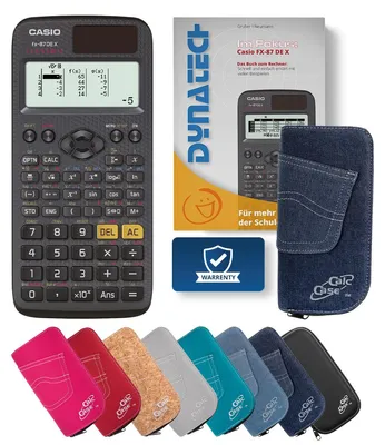 Produktbild von Casio FX-87 DE X Taschenrechner, Schutztasche dunkelblau & Fachbuch