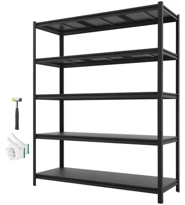 Produktbild von SucceBuy Schwerlastregal 1511x522x1813mm, 1360,8kg Tragkraft, Lagerregal mit Stahlrahmen & 5 Verstellbaren Böden, Teilbares Stecksystem als Werkbank, Vielseitiges Metallregal für Keller, Garage und Werkstatt