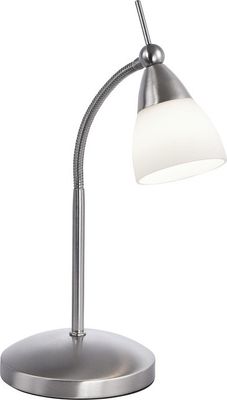 Paul Neuhaus PINO Tischlampe 3 Stufen Touchdimmer Flexarm weiss Glas Klassiker silber Wohnbereich, z.B. Wohnzimmer, Schlafzimmer, Esszimmer, Flur 4001-55, 4001-60, 4001-11