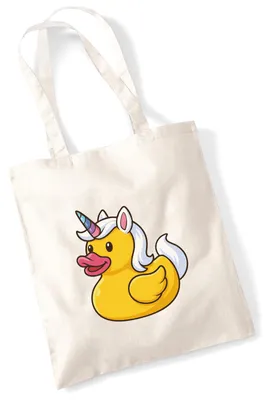 Produktbild von Huuraa Jutebeutel Quietscheente Einhorn Gummiente Unicorn 10 Liter Natural Baumwolle Tasche Geschenkidee