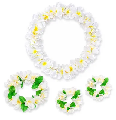 4 Hawaii-Blumenketten für tropische Partys und Strandfeste