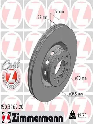 Produktbild von ZIMMERMANN Coat Z Bremsscheibe Vorne Rechts für BMW 5 Limousine (E39) 345mm 150.3469.20