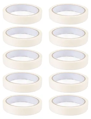 Immagine prodotto di 10 rotoli di nastro adesivo bianco, larghezza 1,8 cm, facile da strappare, altamente adesivo, ideale per dipingere, fare lavoretti manuali e scrivere