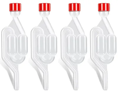 4 Gärröhrchen Gärspund Airlock Kunststoff mit Deckel