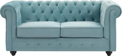 Produktbild von Sofa 3-Sitzer & 2-Sitzer - Samt - Pastellblau - CHESTERFIELD