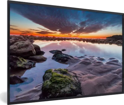 Produktbild von MuchoWow® Gerahmtes Poster Felsen - Wasser - Natur 30x20 cm - Poster mit Schwarzem Bilderrahmen Wandposter Rahmen Foto Bilder - Kunstdruck - Bild-Poster