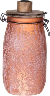 Produktbild von INNA-GLAS Teelichthalter ANNEDORE, Bügelglas, Frost-Optik, Amber, 24,5cm, Ø11,5cm - Drahtbügelglas