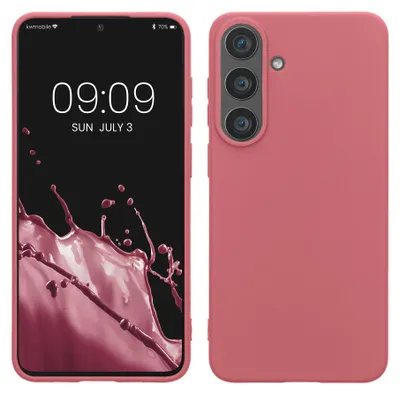 Produktbild von kwmobile Hülle für Samsung Galaxy S26 FE TPU Case - Handyhülle unterstützt kabelloses Laden, flexible Schutzhülle, gummiertes Cover in Dark Rose