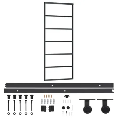 Zdjęcie produktu dla vidaXL Drzwi przesuwne z okuciem ESG szkło i aluminium 76x205 cm