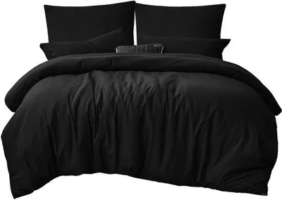 Produktbild von Unyqoos® 3-teiliges Bettwäsche-Set, schwarz – moderne Bettgarnitur 240 x 260 cm für große Betten