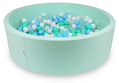 Image de Dry Pool 130x40cm menthe avec 700 boules : bleu clair, transparent, menthe, blanc