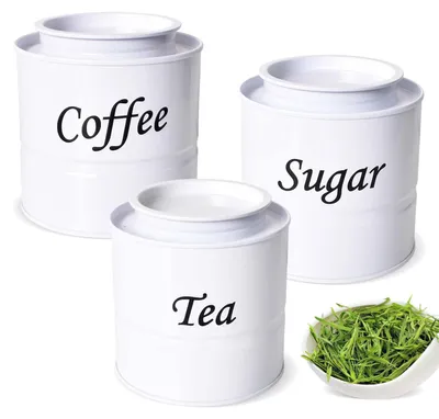 Image de Ensemble de 3 boîtes de conservation - Étanches - Pour le café, le thé et le sucre - 350 ml - Blanc