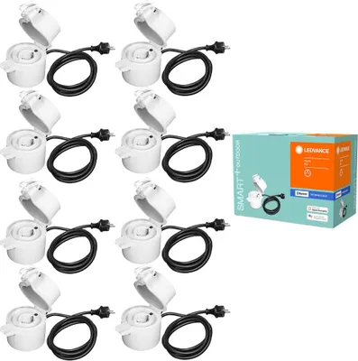 Produktbild von 8 x Ledvance Smart+ Plug Steckdose für außen IP44 schaltbar Weiß App Google Alexa Apple HomeKit Bluetooth