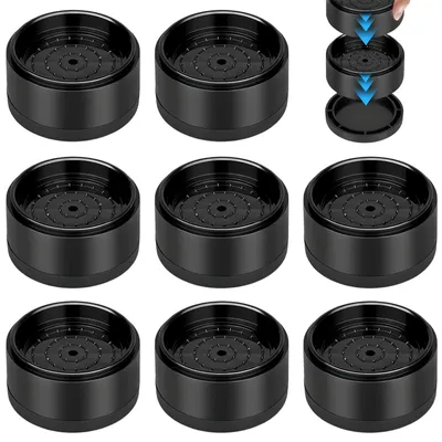 Productafbeelding van 8 stuks meubelverhogingen, rond, stapelbare tafelverhoging, zwart