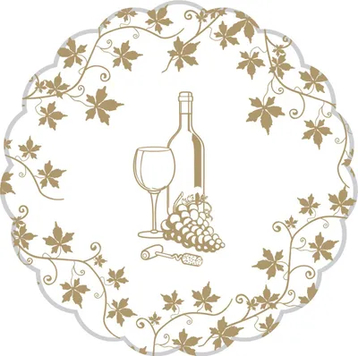 Produktbild von Deckchen Wein in Gold, Tissue mit Folienbeschichtung, 105 mm, 250 Stück - Mank