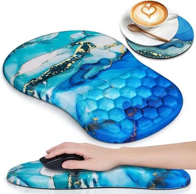 Immagine prodotto di Tappetino per mouse ergonomico con supporto memory foam, imbottitura massaggiante e set di supporto per lavorare in tutta comodità