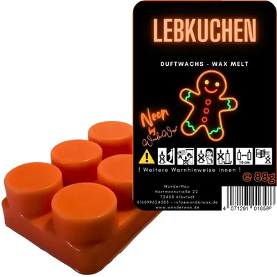 Produktbild von WonderWax Neon Duftriegel 6 x Duftwachs Kreise Wachsmelt Duftwachs Raumduft für Duftlampen Soja Wachs Melts Duftmelt Aroma Wellnes Kerzen Wärmer Wax Tarts Lebkuchen